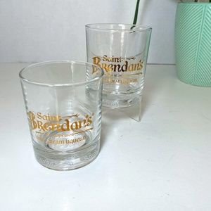 Saint Brendan's Irish cream Liqeur glasses 2 crystal clear